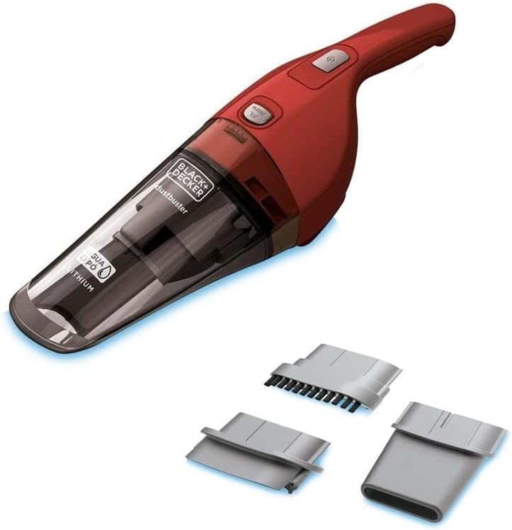 Aspirador de pó portátil da Black+Decker vermelho com três bocais